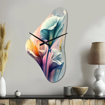 Colorful Cally Lilies II - Asymmetric Metal Wall Clock